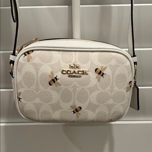 Coach White Bee Print Crossbody Bag